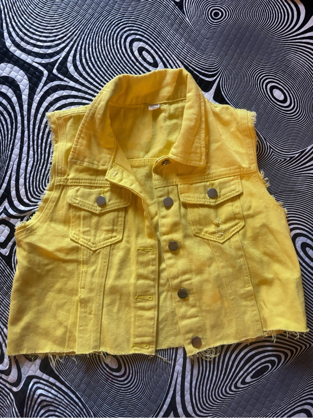 Women’s Bright Yellow Sleeveless Denim Vest - Picture 1 of 5